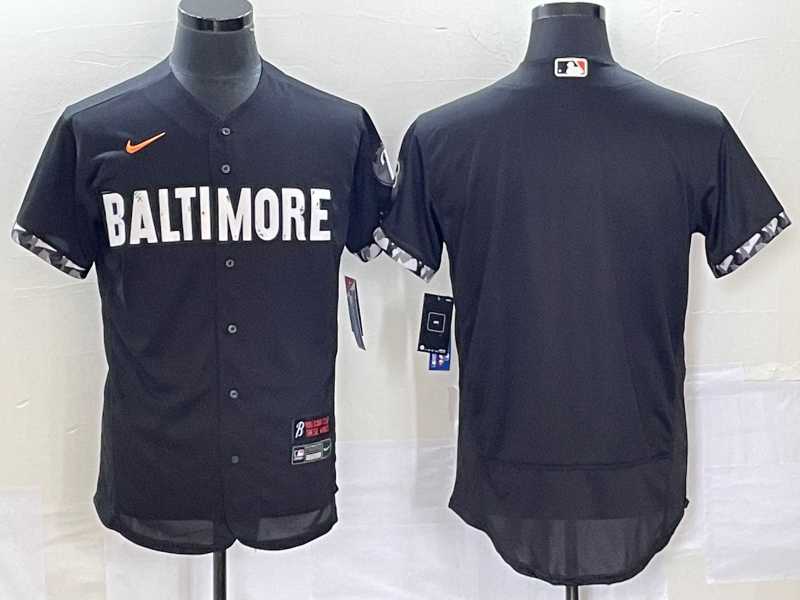 Men%27s Baltimore Orioles Blank Black 2023 City Connect Flex Base Stitched Jersey
